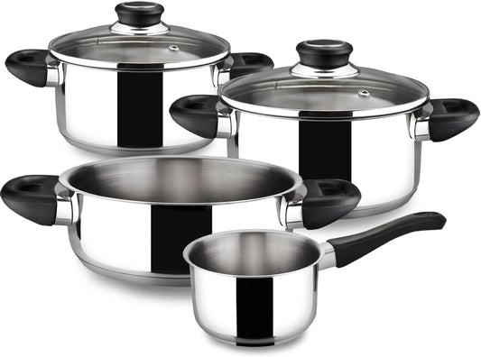 MAGEFESA Royal 6-Piece Cookware Set. Includes Stockpot. Deep saut¨¦. Saucepan. Stainless Steel. Compatible with All Types of Stovetops including Induction. Easy Cleaning and Dishwasher safe